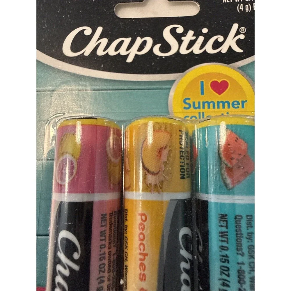 Chapstick I Love Summer Lip Balm Sweet Watermelon Peaches & Cream Pink Lemonade